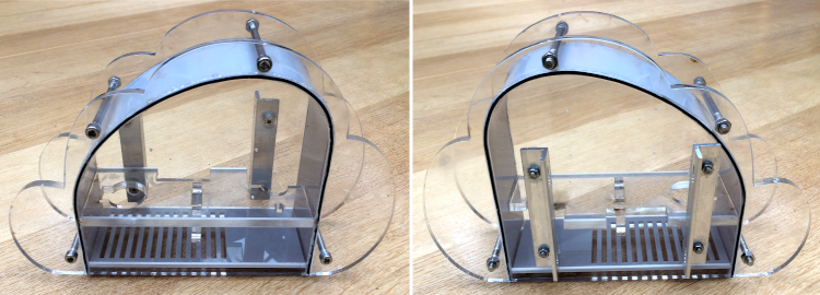 Photo of finished housing from front and back