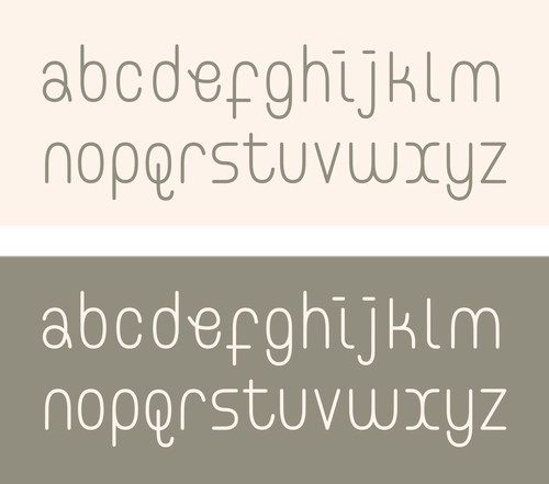 a-z of a typeface - the letters are thin and curly