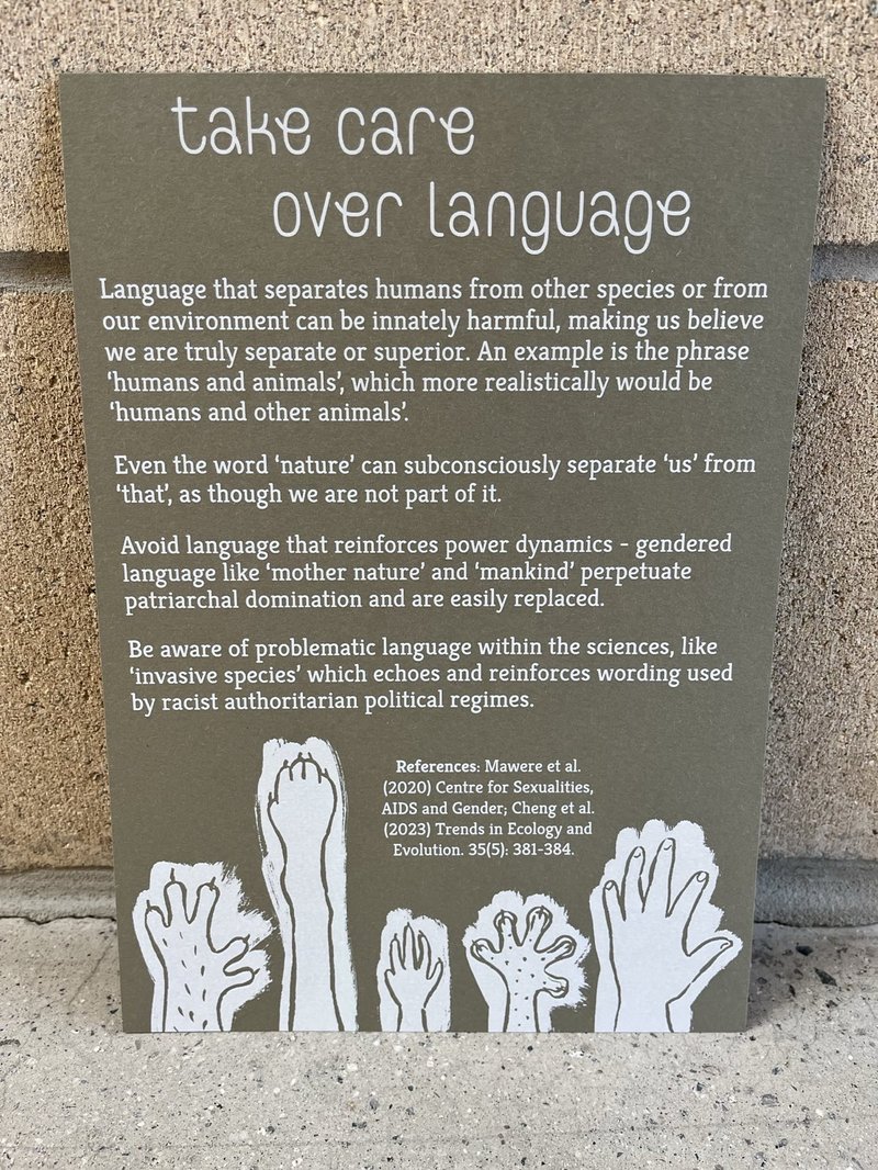 print with illustration of 5 species' hands