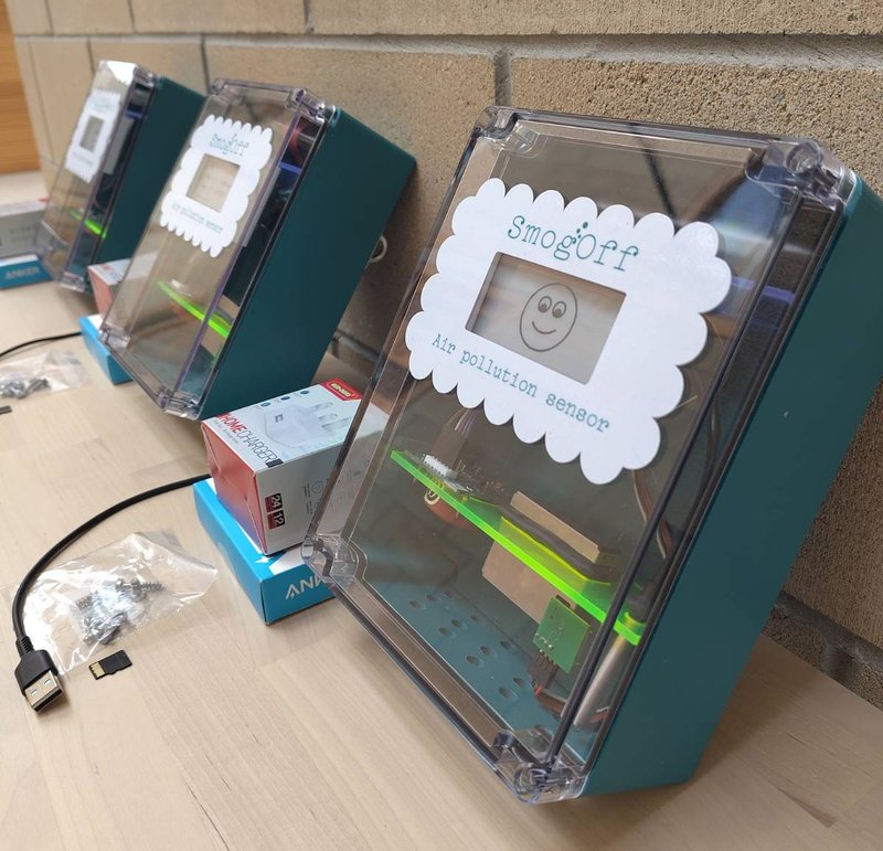 three smogoff sensors lined up